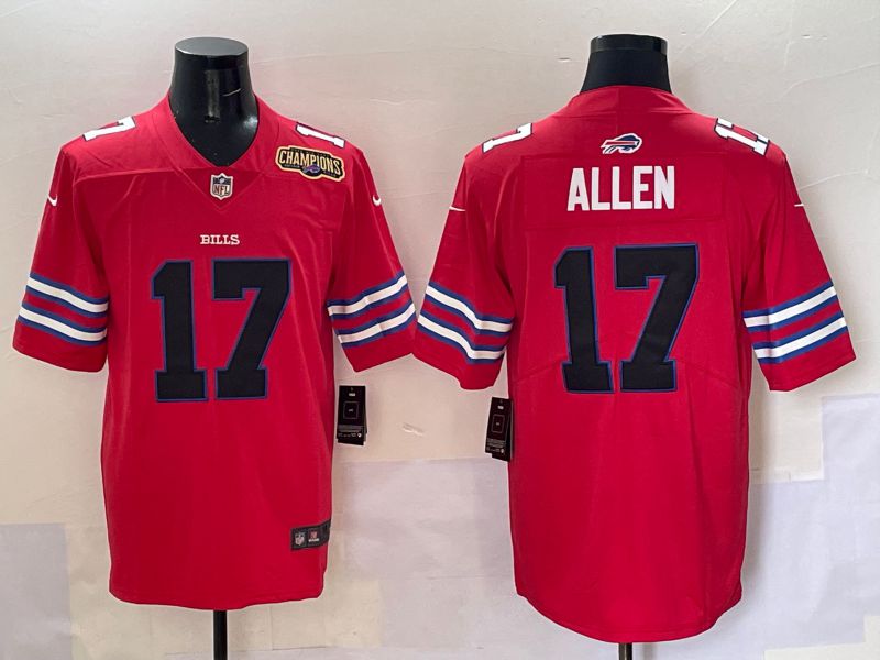 Men 2025 Buffalo Bills 17 Allen Red Throwback Nike Limited NFL Jersey style 2